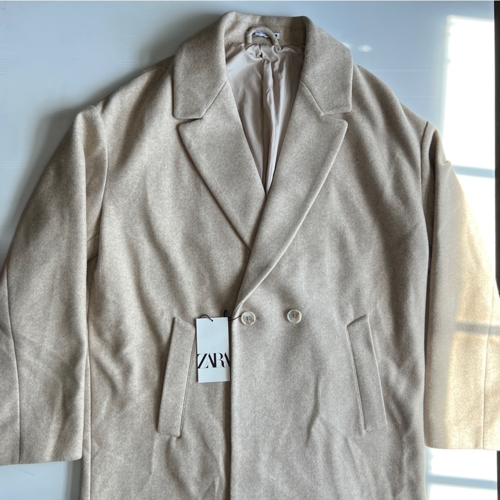 Zara Long Sand Unisex Coat | 8288/691
